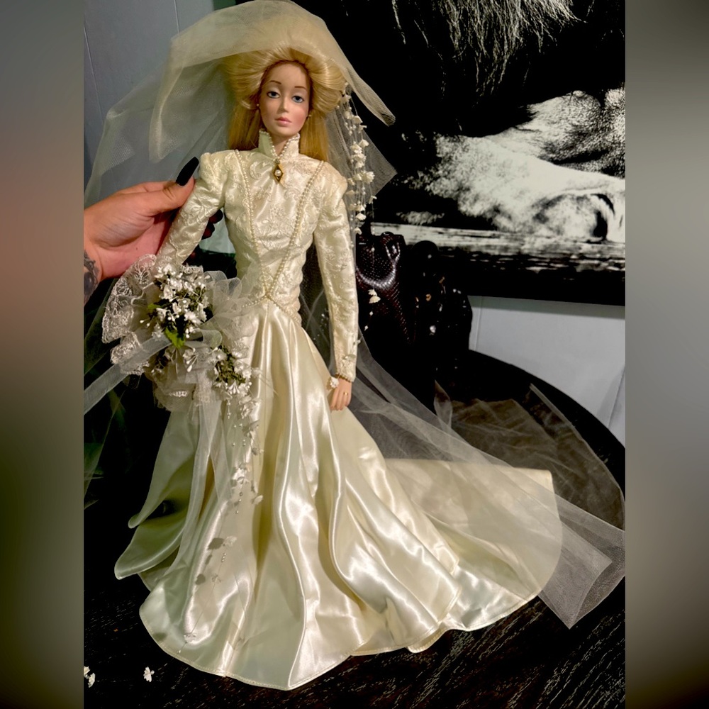 Cristian Dior porcelain bride doll 24”